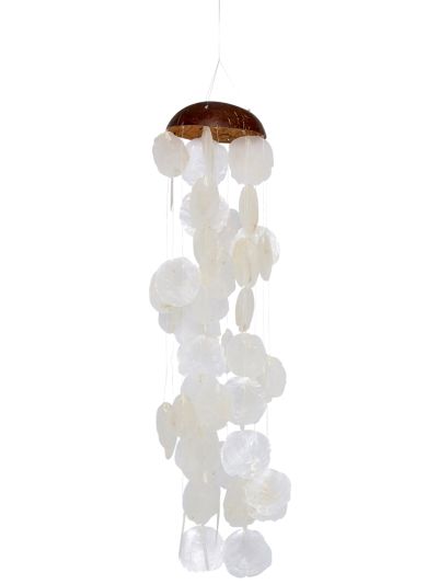 Coconut Top Pure White Capiz Wind Chime 24"