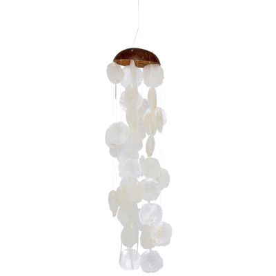 Coconut Top Pure White Capiz Wind Chime 24"