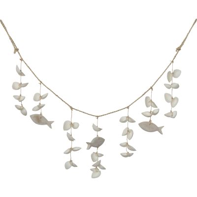 White Ark Garland with White Wood Fish 24"