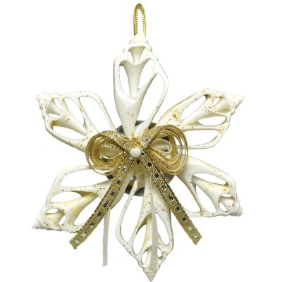 2 Strombus Canarium Snowflake Christmas Ornaments 3.5" (Set of 2)