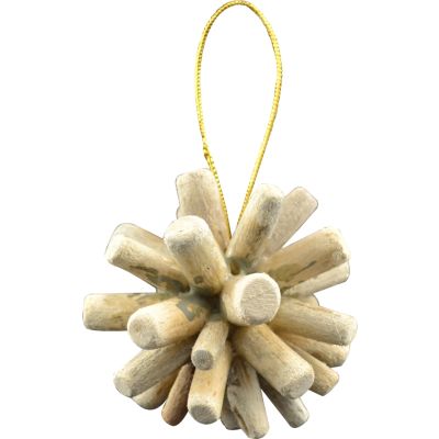 2 Driftwood Ball Christmas Holidays Ornaments 3" (Set of 2)