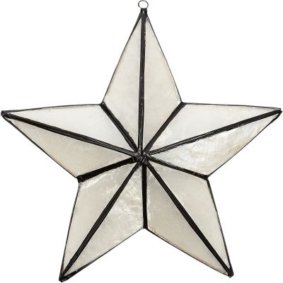 Capiz 3D Star White & Black Ornament 5.5x2