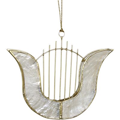 3 Capiz Harp Ornaments 3.5" (Set of 3)