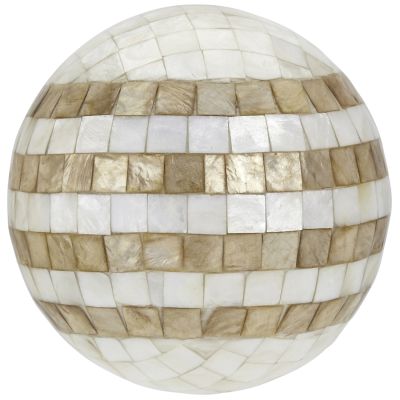 Capiz Shell Tiled Shell Orb 6" Ivory & Champagne 