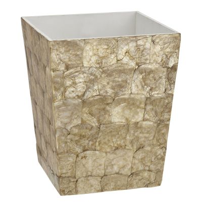 Capiz Shell Waste Basket 10.6"x7.9"x7.9" Champagne
