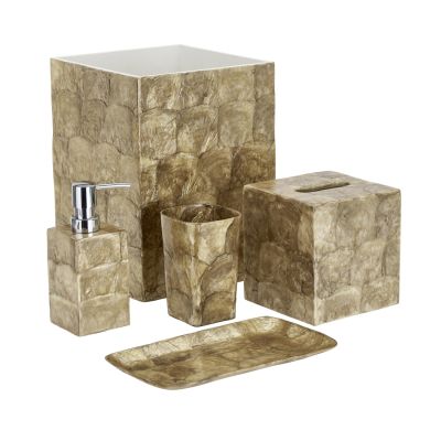 Five pc Capiz Shell Bathroom Set Champagne