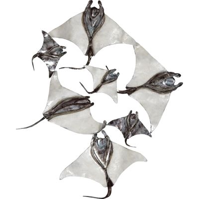 Capiz & Metal Stingray School Wall Art White/Dark Grey 25x22x2.5"