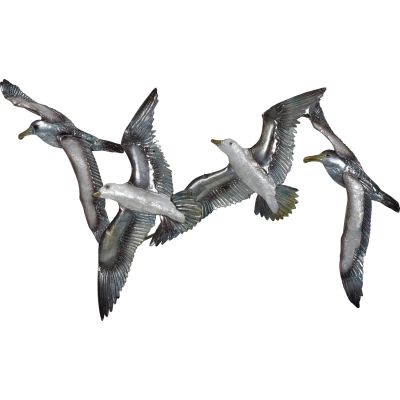 Capiz & Metal Seagull Flock Wall Art White/Dark Grey 10.5x20.5x3"